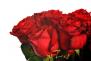27 rudých růží (dvacet sedm rudých růží). Kytice z dvaceti sedmi rudých růží.